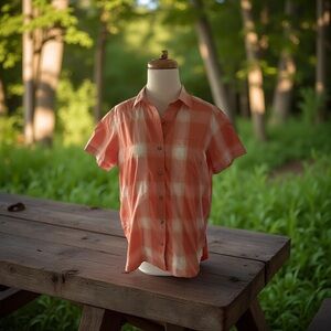 Eddie Bauer Woman’s Orange Plaid Shirt